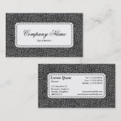 中央ラベルv5 – ランダムな斑点 – グレー上の黒 名刺 (正面/裏面)