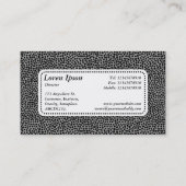 中央ラベルv5 – ランダムな斑点 – グレー上の黒 名刺 (裏面)