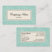 中央ラベルv5 – ランダムな斑点 – Lt Aquaの白 名刺 (正面/裏面)