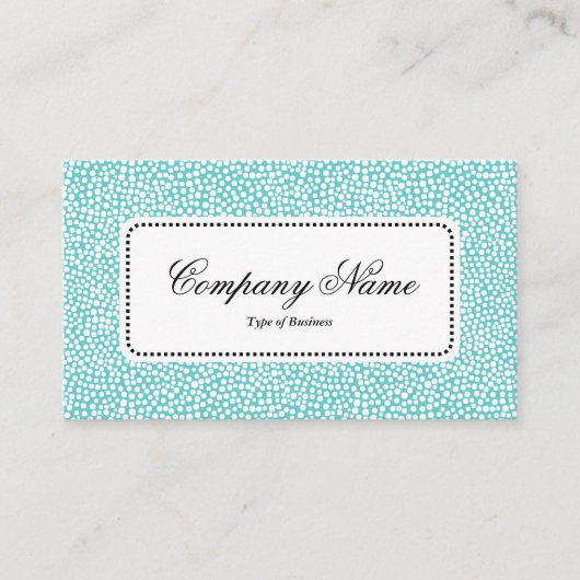 中央ラベルv5 – ランダムな斑点 – Lt Aquaの白 名刺 (正面)