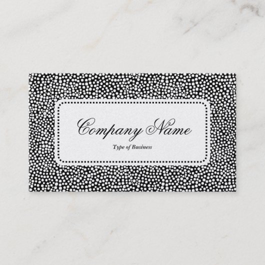 中央ラベルv5 – ランダムスポット – 黒の白 名刺 (正面)