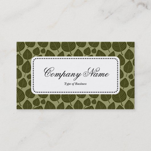 中央ラベルv5 – リーフパターン02 – オリーブ色 名刺 (正面)