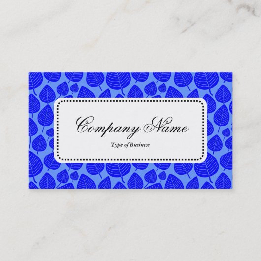 中央ラベルv5 – リーフパターン02 – ブルーシェード 名刺 (正面)