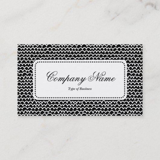 中央ラベルv5 – 波線 – 黒の白 名刺 (正面)
