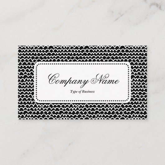 中央ラベルv5 – 波線 – 黒の白 名刺 (正面)