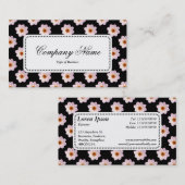 中央ラベルv5 – 黒のダリアパターン 名刺 (正面/裏面)