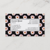中央ラベルv5 – 黒のダリアパターン 名刺 (裏面)