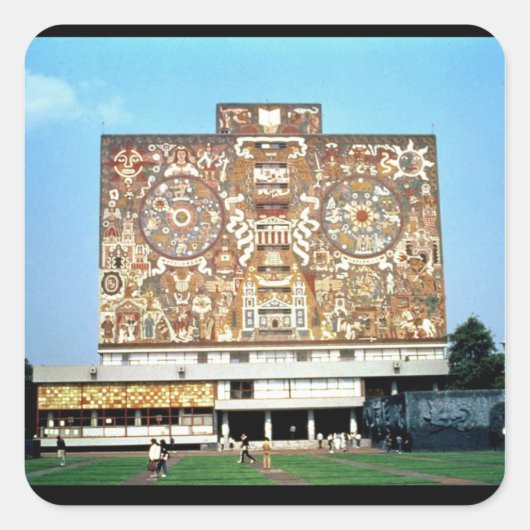 中央図書館の正面の壁モザイク スクエアシール (正面)