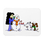 中央雪だるまフレキシブル写真磁石 – カスタマイズ可能 マグネット (横)