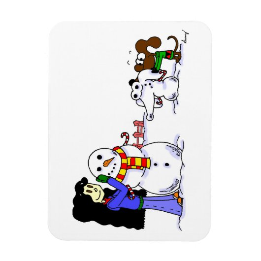 中央雪だるまフレキシブル写真磁石 – カスタマイズ可能 マグネット (縦)