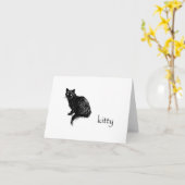 中子猫のメッセージカードのブランク封筒と カード (黄色い花)