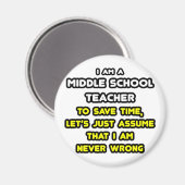 中学おもしろい先生Tシャツとギフト マグネット (正面/裏面)