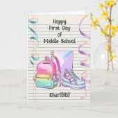 中学パーソナライズされた1日目 カード (黄色い花)