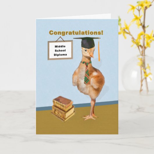 中学卒業おめでとう カード (黄色い花)