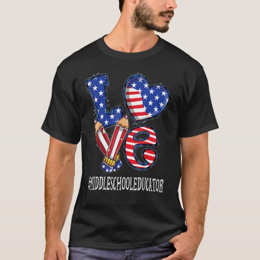 中学教育者ラブアメリカ国旗の花火第4日 Tシャツ (正面)