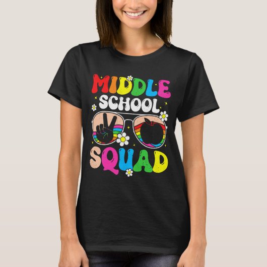 中学校の仲間 中学校の先生 生徒のバック Tシャツ (正面)