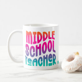中学校の先生カラフルグラデーション テキスト コーヒーマグカップ