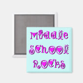 中学校の岩 – ハート花 マグネット (正面/裏面)