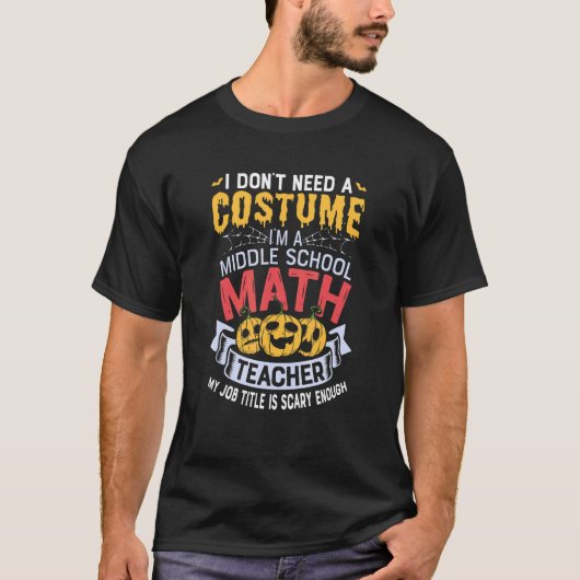 中学校の数学先生ハロウィーンの衣装 Tシャツ (正面)