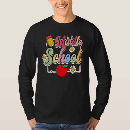 中学校の鉛筆学生先生に戻る Tシャツ (正面)