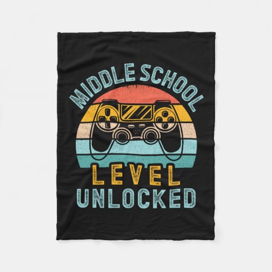 中学校レベルアンロックビデオゲーム お祝いに 学校 フリースブランケット (正面)