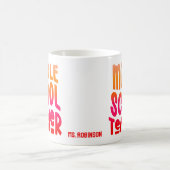 中学校先生オレンジレッドグラデーション文字 コーヒーマグカップ (中央)