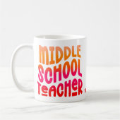 中学校先生オレンジレッドグラデーション文字 コーヒーマグカップ (左)