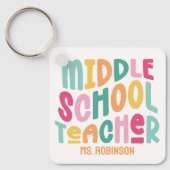 中学校先生 |カスタムカラフルレトロ キーホルダー (正面)