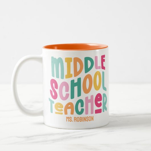 中学校先生 |カラフルレトロ ツートーンマグカップ (左)