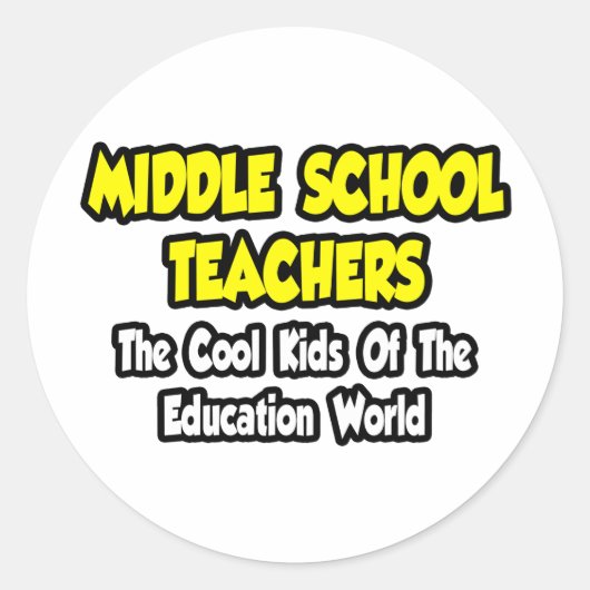 中学校先生...クール子供 ラウンドシール (正面)
