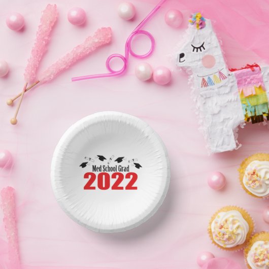 中学校2022年卒業帽と卒業証書（赤） ペーパーボウル (パーティー)