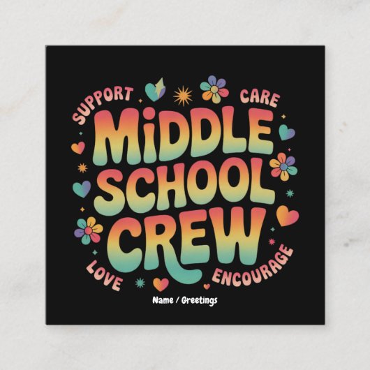 中学生クルーヴィンテージ先生学生ギフト スクエア名刺 (正面)