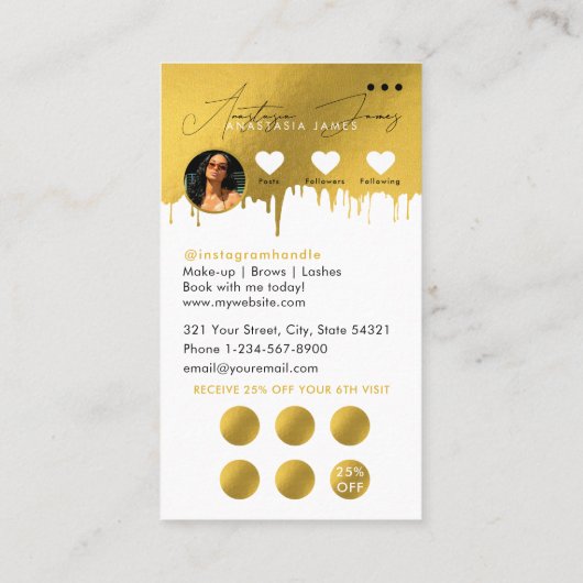 中小企業割引ロイヤリティQRコードホワイト金ゴールド 名刺 (裏面)