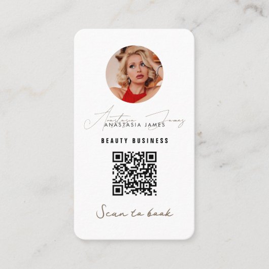 中小企業割引ロイヤリティQRコードボホベージュ 名刺 (正面)