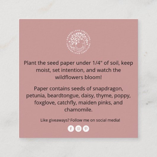 中小規模企業のサンキューカード エンクロージャーカード (裏面)