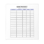 中小規模企業のマーケティング予算プランナーメモ帳 ノートパッド (正面)