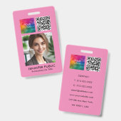 中小規模企業の従業員QRコードロゴテンプレート バッジ (正面&裏面)