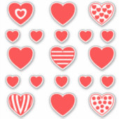 中小赤いハートパターン2 シール (正面)