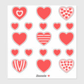 中小赤いハートパターン2 シール (シート)