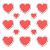 中小赤いハートパターン3 シール (正面)