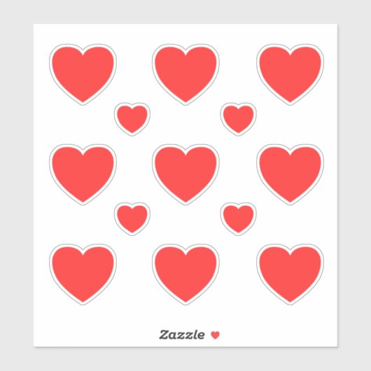 中小赤いハートパターン3 シール (シート)