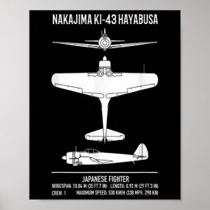 中島キ43はやぶさ日本の戦闘機飛行機 ポスター