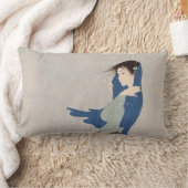 中島町Kiyoshiの素晴らしい雨日本の女性の芸術 ランバークッション (ブランケット)