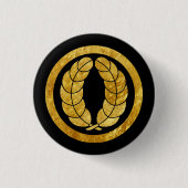 中川門日本の金ゴールドフェイク氏 缶バッジ (正面)