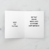 中年メールや文字を打つ誕生日カード カード (内部)