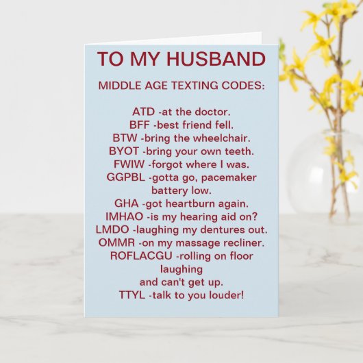 中年メールや文字を打つ誕生日カード カード (黄色い花)