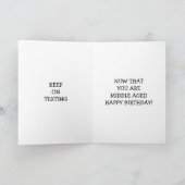 中年メールや文字を打つ誕生日カード カード (内部)