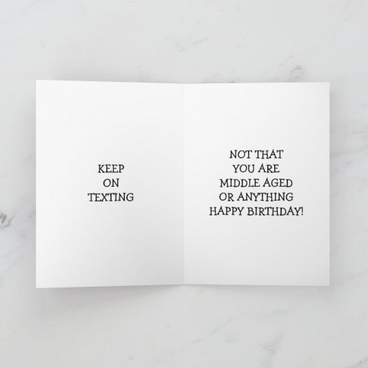 **中年メールや文字を打つ**丘の誕生日 カード (内部)