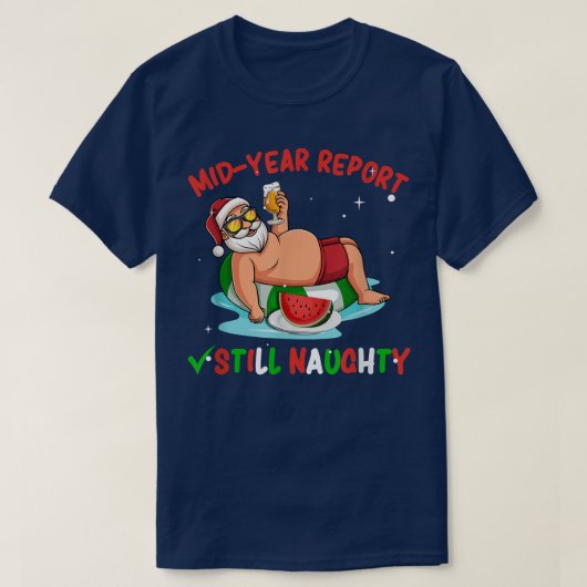 中年レポートまだサンタクロースいけなクリスマ Tシャツ (デザイン正面)