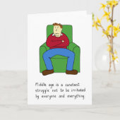 中年男性の不機嫌、ユーモア カード (黄色い花)